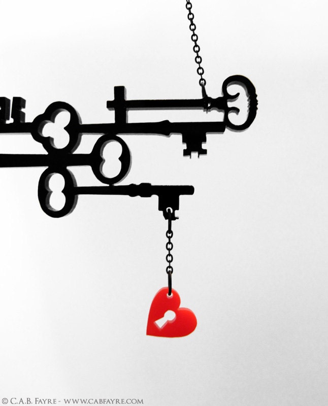 Skeleton Keys to my Heart Necklace - Laser Cut Necklace (C.A.B. Fayre Original Design)
