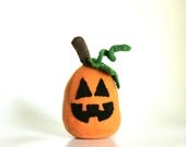 Miniature Pumpkin Plushie, Stuffed Halloween Jack-O-Lantern READY TO SHIP