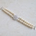 15% Off Sale Bridal Bracelet Ivory Swarovski Pearl Cubic Zirconia Sterling Silver Brooch Bracelet - Bianca B43 Wedding Jewelry