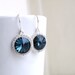 Sapphire Jewelry Wedding Jewelry Bridal Earrings Swarovski Crystal Montana Navy Blue Rivoli Silver CZ Halo Bella E16H-M Bridesmaid Jewelry
