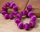Vintage Purple Earring Dangles, Vintage Silk Lined Earrings, Purple Circle Dangles, Vintage Earrings, Statement Earrings