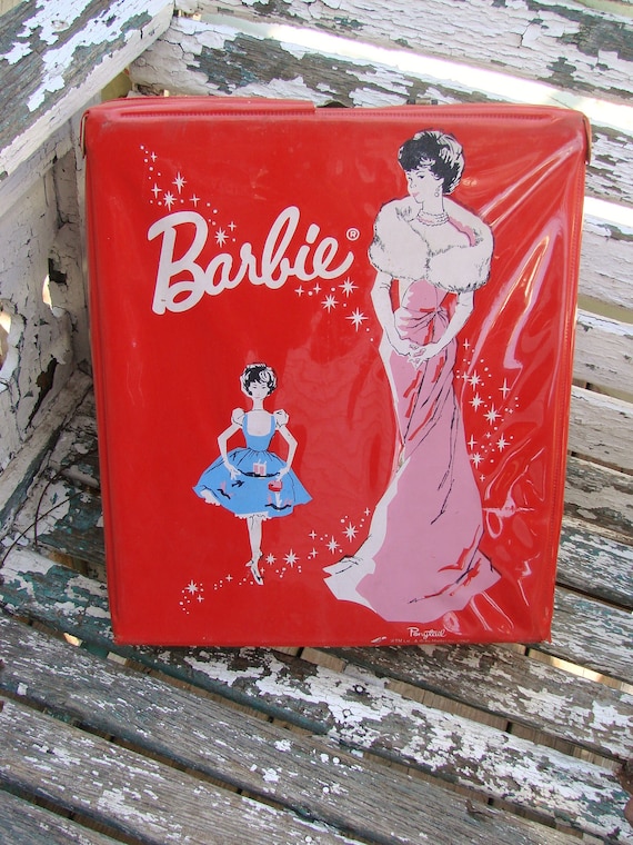 Vintage Barbie Doll Travel Case Suitcase Red by thecherrychic