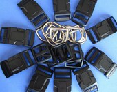 3/4" Dog Collar Set of 10, plastic side contour buckle, plastic tri-glide, metal d-ring, dog collar supplie