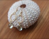 Green Amethyst Short Infinity Earrings- Gold Filled