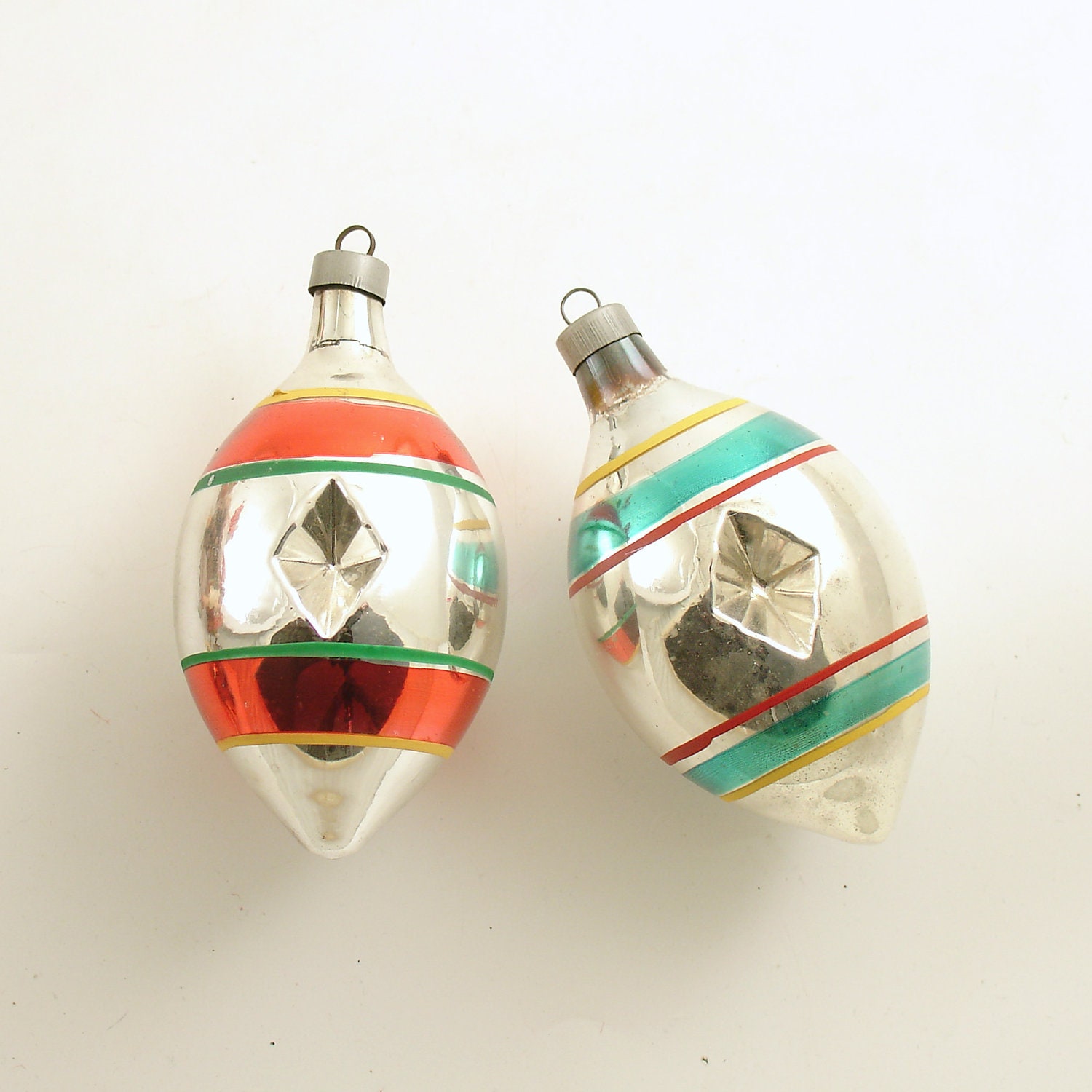 Vintage Glass Christmas Ornaments Indents Teardrops