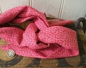 Selvedge bandana, kerchief scarf - salmon & deep double pink - eco vintage fabric in the 19th century manner