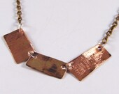Mod Vintage Geometric Shape Metallic Necklace - Metal - Copper - Brushed - Urban - Bohemian