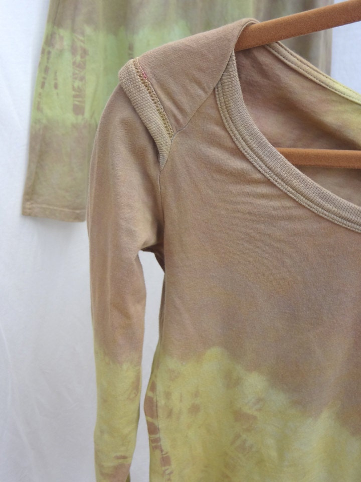 Wasabi Sands Long Sleeve Shirt, Hand-dyed Multi Layered Color, Autumn Fashion, size SMALL