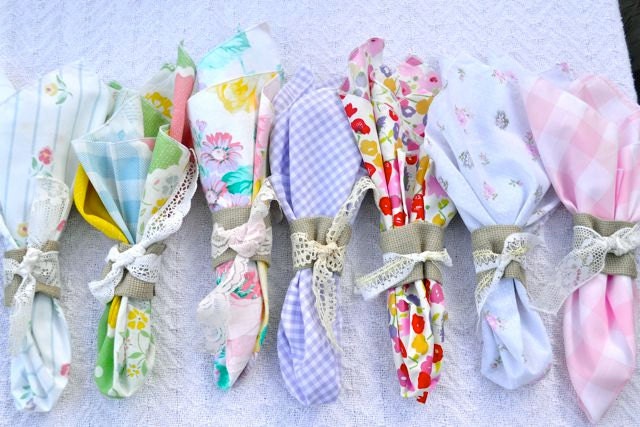 Eco Friendly Cloth Napkins, Pastel Mix from Vintage Fabrics by Dot and Army