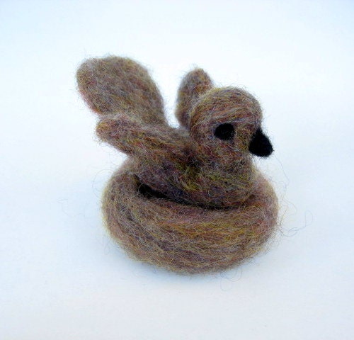 Needle Felted Bird - Brown - Gift Under 20 - WhimsicalWool