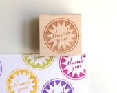 Large Thank You Rubber Stamp (Wood Mounted), Modern Starburst Original Design