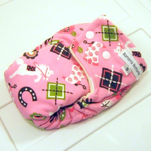 Fitted Cloth Diaper size SMALL Pretty in Pink Ponies