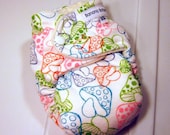 Mushroom Fitted Cloth Diaper Newborn Super Nights made with bamboo velour and organic cotton