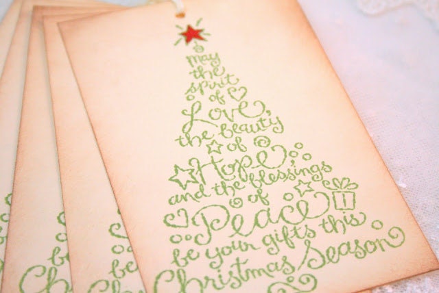 Whimsical Christmas Tags Christmas Tree Tags Love Hope Peace