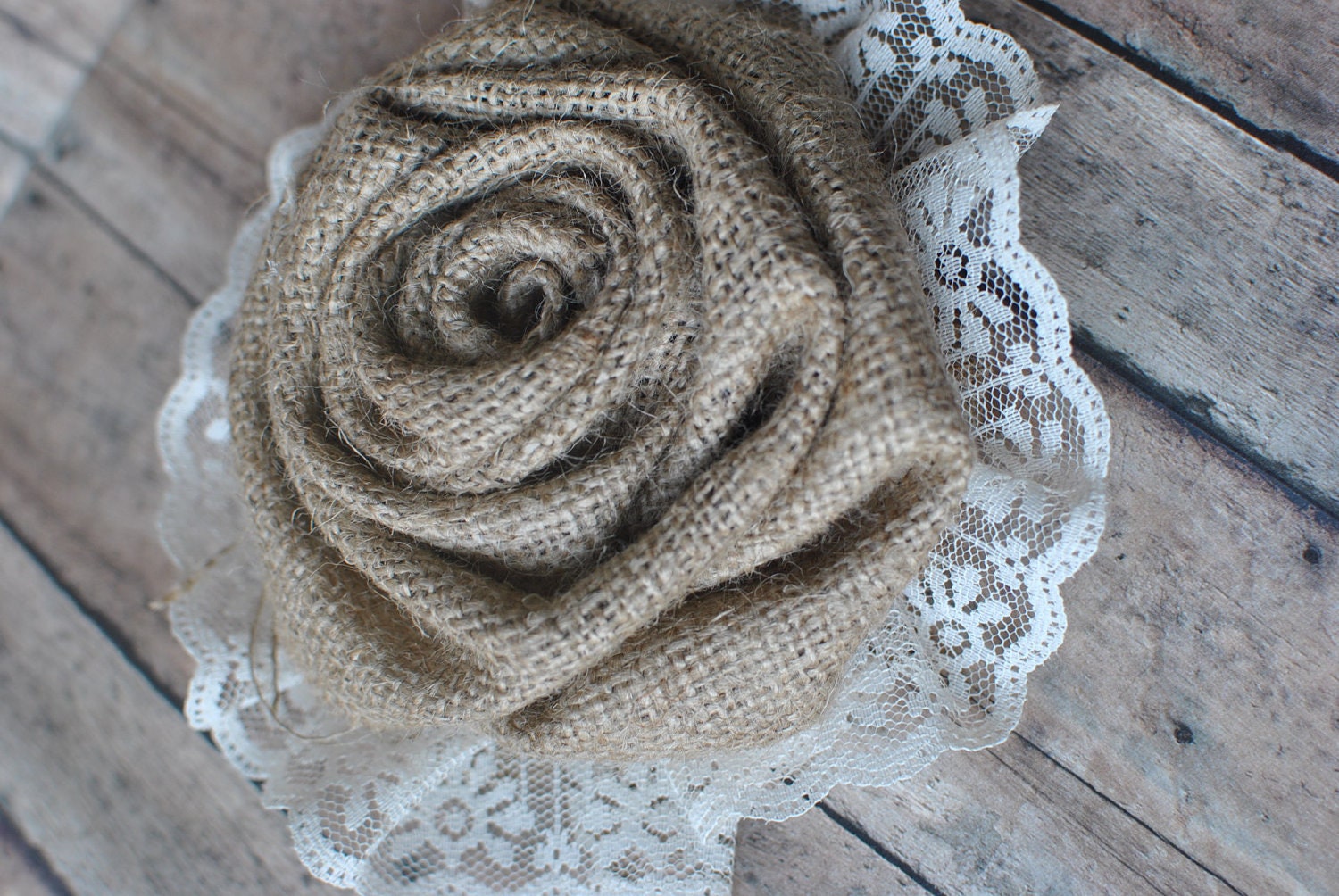 Burlap and lace flower accent- perfect addition to wedding decor and ...