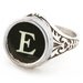 Upcycled Vintage Typewriter Oak Leaf Ring with E Initial