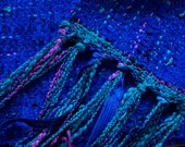 handwoven long scarf in azure blue