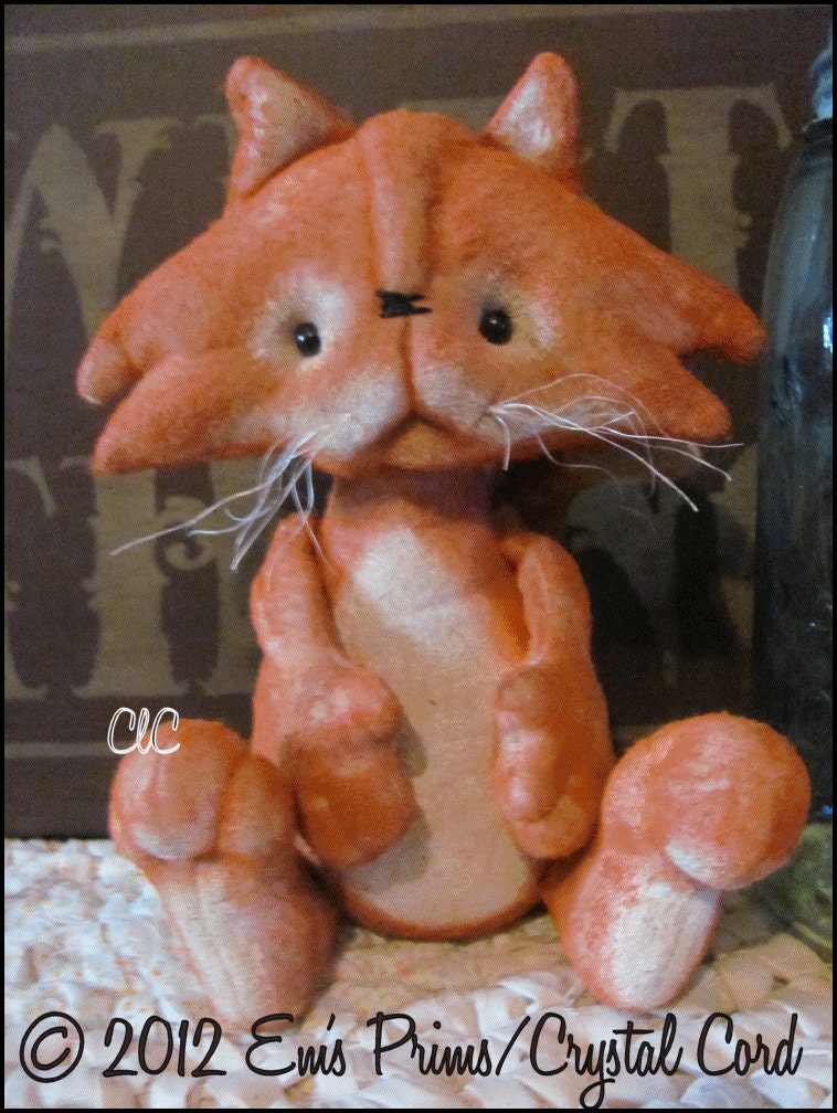 Primitive Orange Cat Doll Country Decor