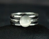 Stacking Silver Rings with Moonstone - made to order, set of 5