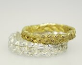 Braided Infinity Ring and Square Knot Wedding Band Set