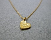 Simple Tiny Gold Heart Necklace / Dainty Gold Heart Necklace / Hammered Gold Necklace / Hammered Jewelry