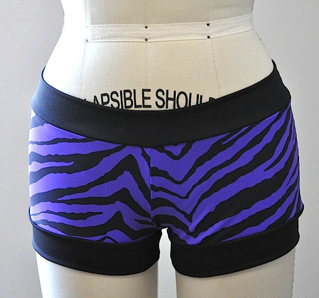 SALE SXY FITNESS Purple Zebra Ultra Low RIse Hot Yoga Short Item 4512