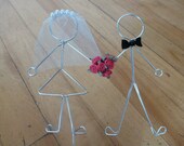 HAPPILY EVER AFTER: Bride and Groom with Flowers Wedding Cake Topper