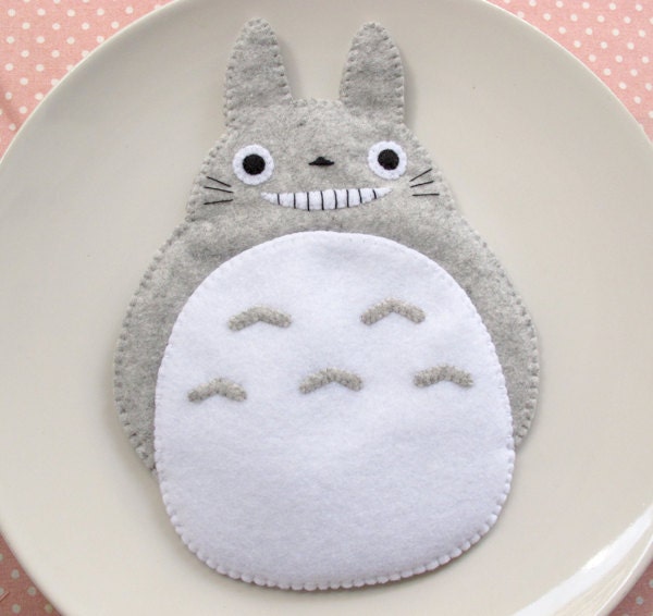 Totoro My Neighbour Big Cute Smile Grey iPhone4 iPhone5 Camera Felt Case button closure Fairytale Samsung Galaxy S2