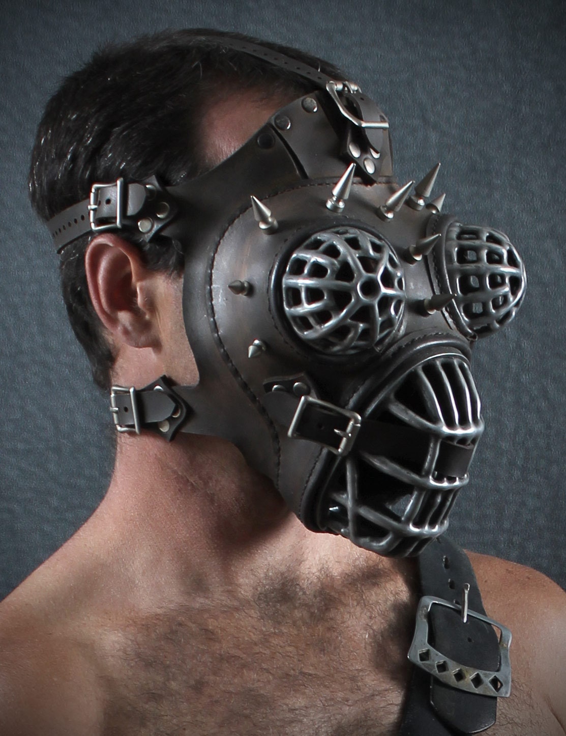 Steampunk Leather and Metal Mask "Crixus"