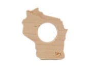 Wood Teether Wisconsin State wooden toy natural baby toy