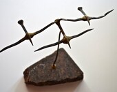 Brutalist Bird Nail Sculpture by E.L. Karaback