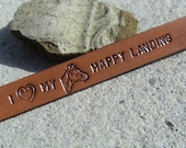 Personalized - I (heart) MY (horse, dog, cat, mouse) NAME - 5/8 inch wide leather wristband