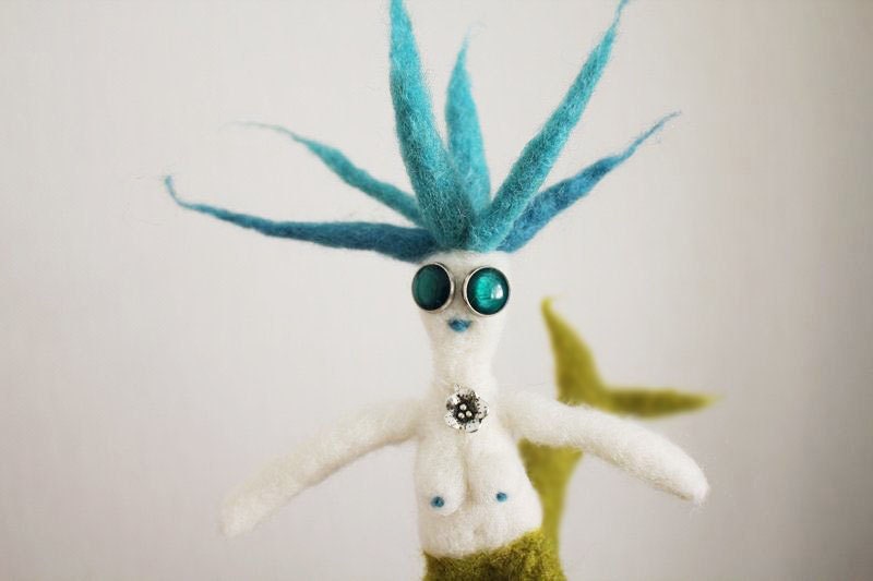 Buttoneyed Arctic Mermaid Doll Needle Felted Plush