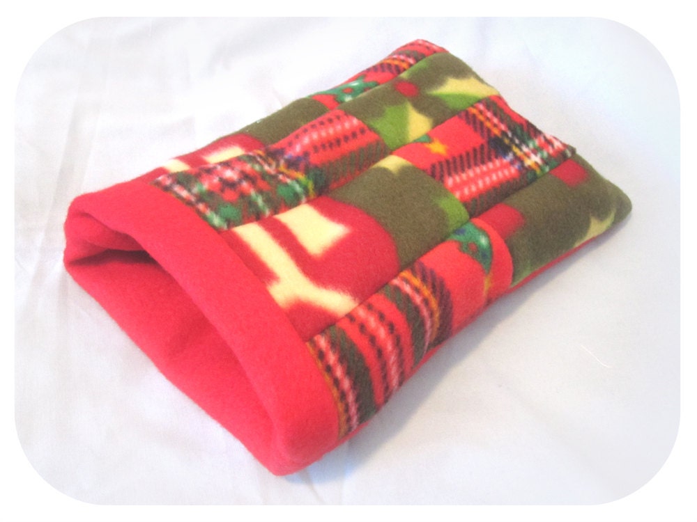 Fleece Sleeping Pouch for Hedgehog And Other Small Animals - Christmas Red