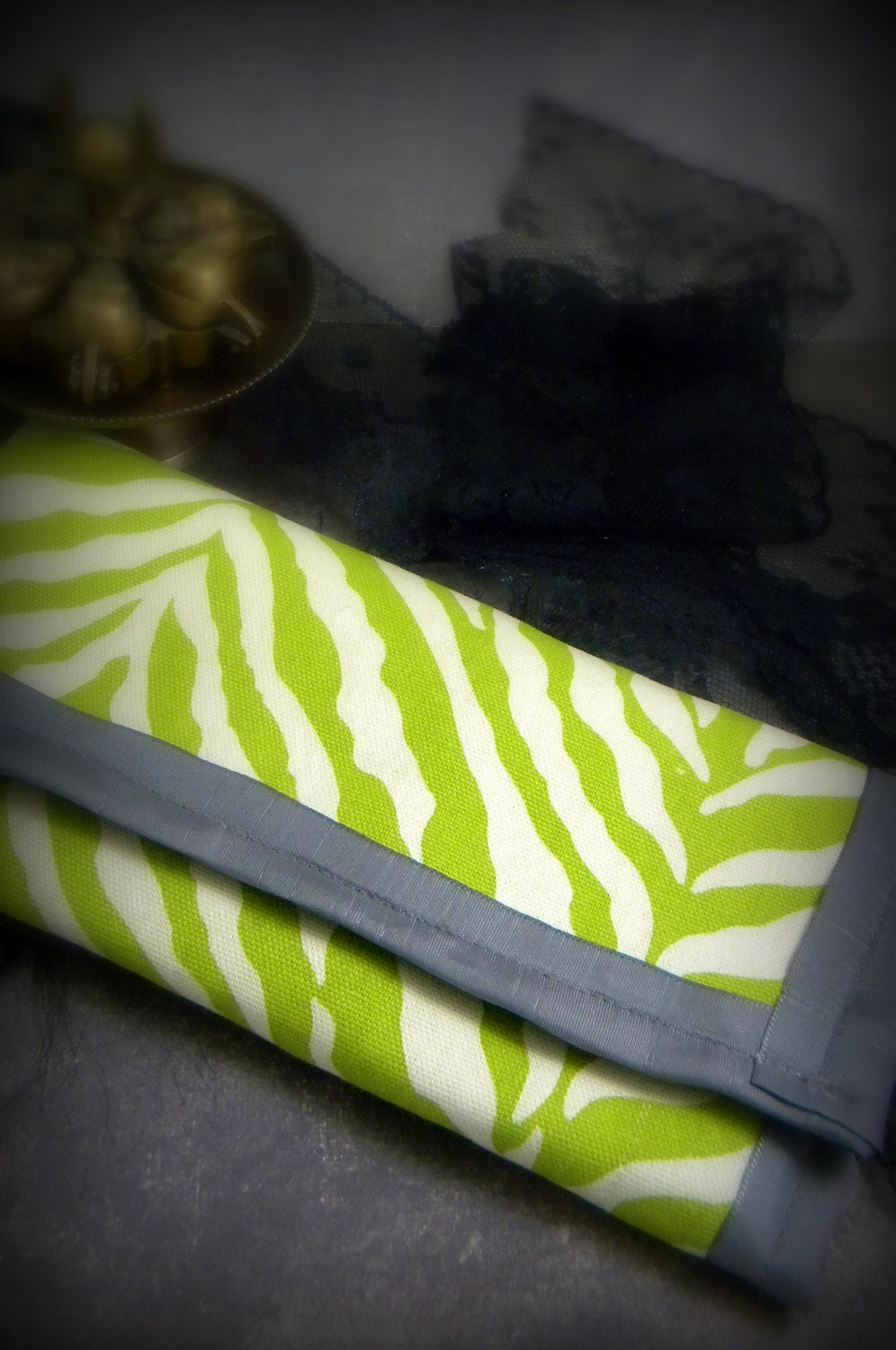 Anatomical Lime Green Zebra Print Wallet : Vagina Wallet