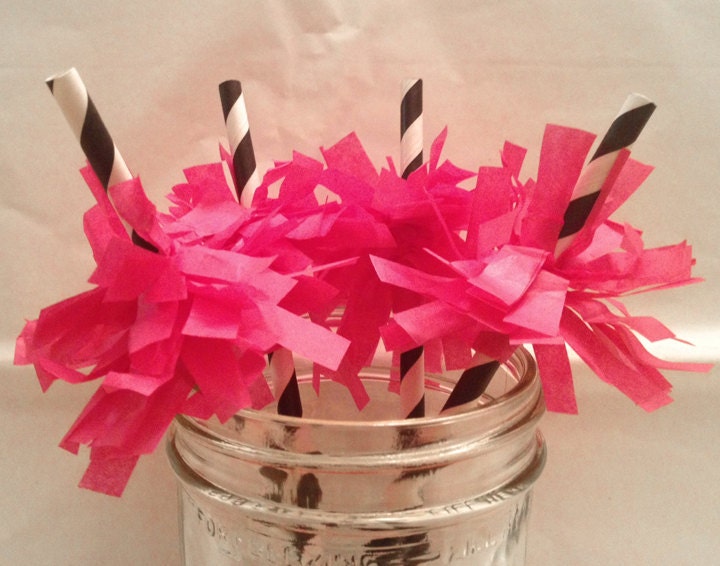 Party Tissue Pom Drink Straws
