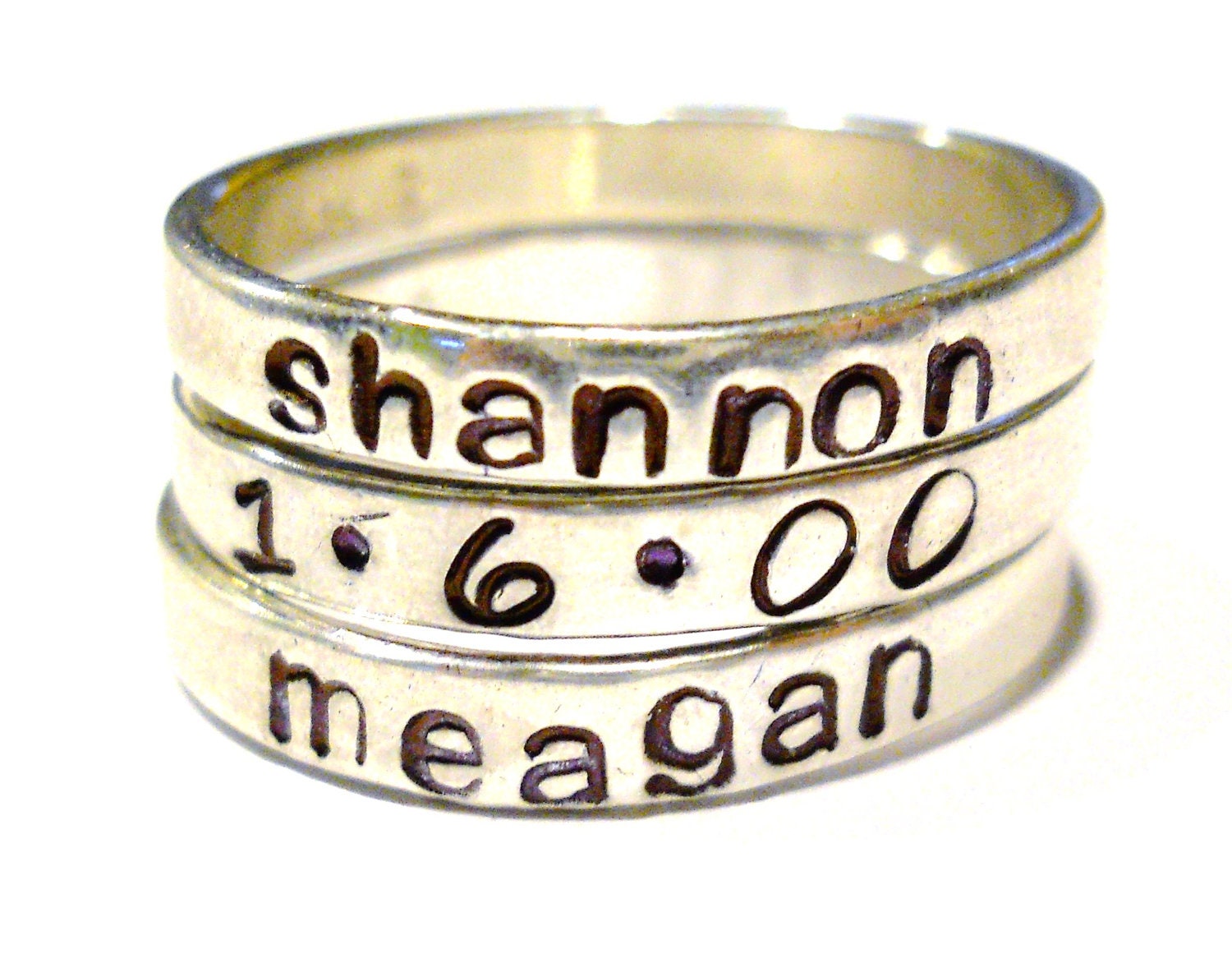 THIN Stamped Stacking Rings In Sterling Silver - FULLY customizable