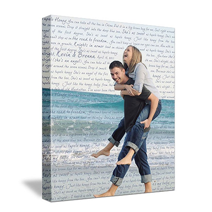 Personalized Your photo on canvas word art on Photograph Personalized Custom Art Canvas Wedding 12X16