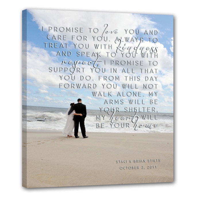 Photograph on Canvas Text use Summer Wedding Vows Lyrics Custom Music Personalized Art Typography and Photo on Canvas 12x16