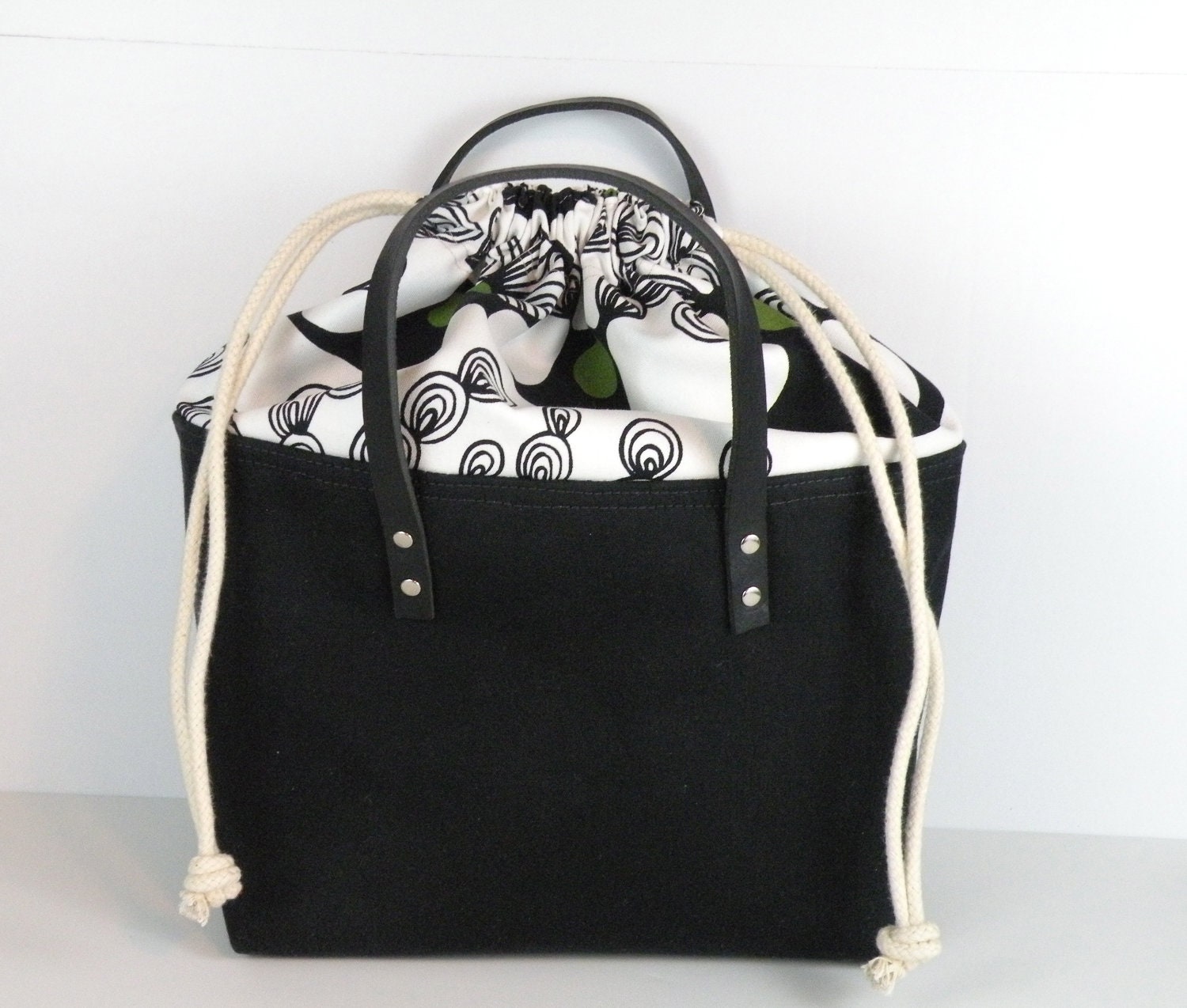 Lunch/Picnic Tote in Black Waxed Canvas