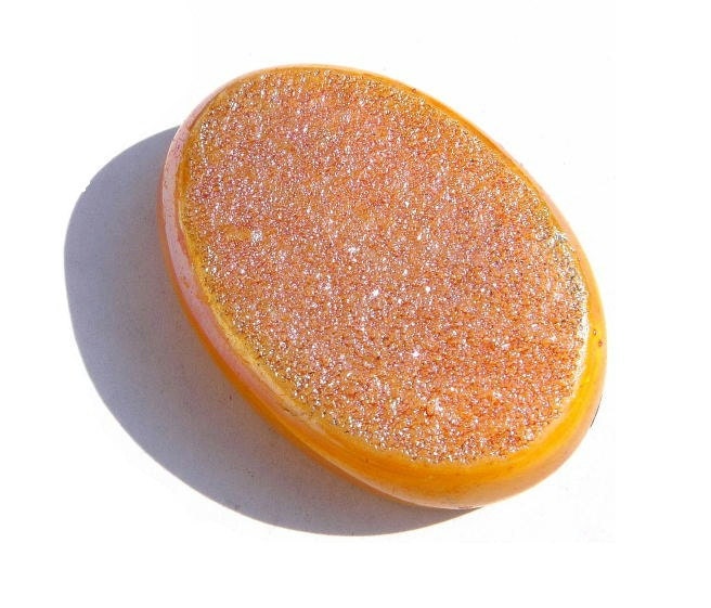 Extremely Gorgeous Sun Kissed Yellow Agate Druzy Oval Cabochon Pendant Large Size 38x27mm Approx