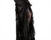 Skirt, DFB Petal Skirt, Black with Ruffles, Fusion, Noir, Belly Dance, Dark Fusion Boutique, Goth, Vampire,