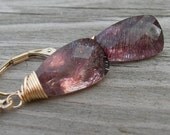 SHIPS IMMEDIATELY AAA Royal Lepidocrosite Long Trillion Briolette Wire Wrapped Gold Fill Earrings