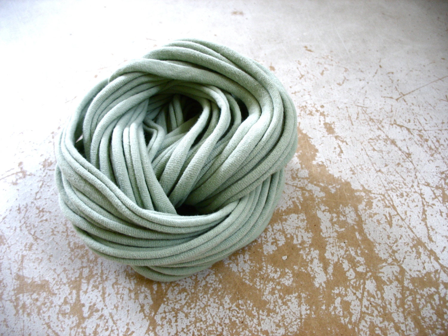 Mint Green Scarf, Green Scarf, Mint Green Fabric Scarf Necklace, Handmade Scarf, Handmade Necklace, Recycled Scarf,  CLAMORED