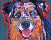 Merle AUSSIE Dog Original Art Oil Painting on Large 30x30 canvas by Lynn Culp