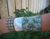 Sage Aqua Gray Snap On Wrist Cuffs Fabric Bracelet Set of Three