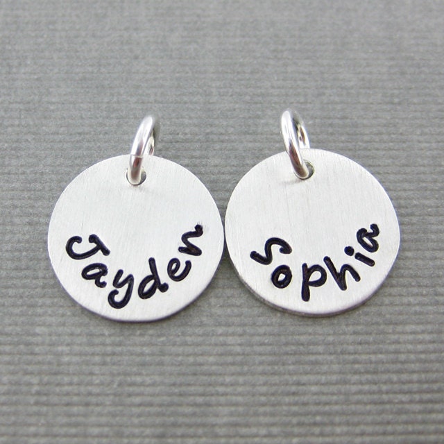 ADD a Name or a Date Charm - 1/2 inch Round sterling silver tag
