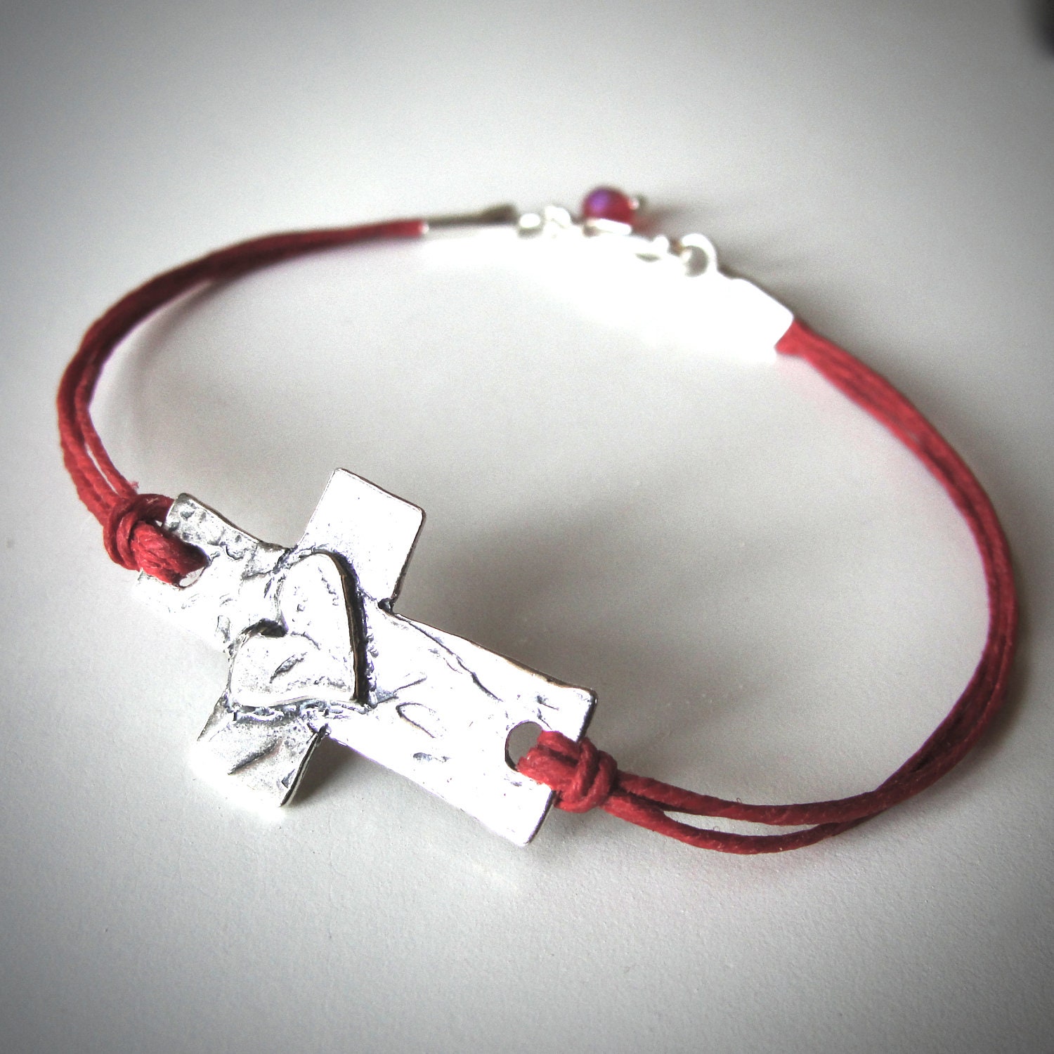 Sterling Sideways Heart Cross bracelet
