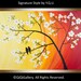 Valentine's Day Gift Abstract Landscape Handmade Palette Knife birds tree Painting "Love Birds and Cherry Blossom 9" by QIQIGALLERY