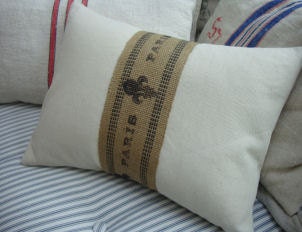 Cottage French Pillow 11x16 Paris Shabby Chic
